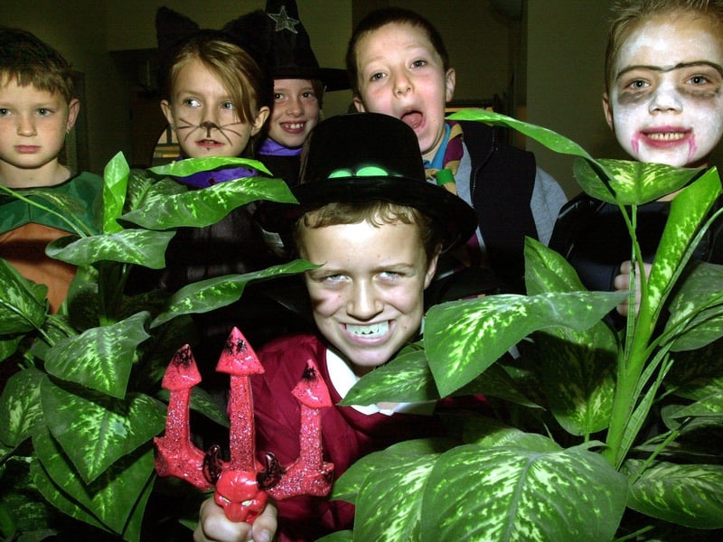 Scary times at Grosvenor Park School with pupils Jordan Currie, Stephanie Weber, Jenny Turner, Daniel Stott, Scott Prichard and Graham Morris dressed up for Halloween.