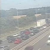 Queuing traffic on the M6 in Preston on Saturday afternoon (August 13)