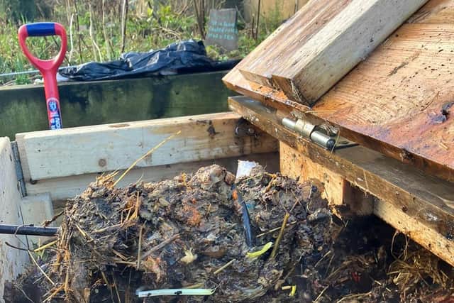 Food scraps being turned into valuable compost, to be used in local gardens