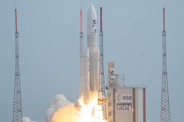 The JUICE mission lifted off on an Ariane 5 rocket from the ESA Spaceport in French Guiana. Photo: ESA - M. Pédoussaut