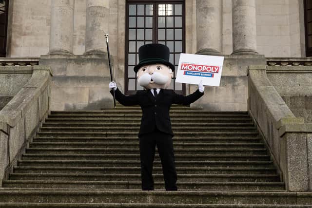 Mr Monopoly at the launch event of Lancaster's edition of Monopoly.