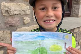 Henry with his picture of Bentham Golf Course.