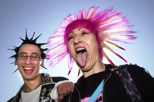 Lux and Nella from Italy, enjoying Morecambe's punk festival in 2000.