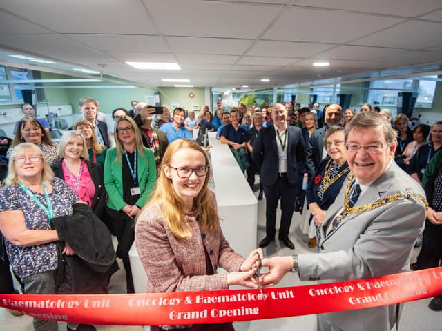 Opening of new Oncology and Haematology Unit at Royal Lancaster Infirmary. MP Cat Smith opens the ward with Mayor Roger Dennison.