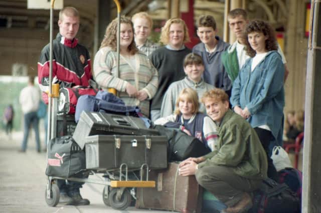A group of Lancaster teenagers have set off to southern Albania armed with paint brushes. The group are all volunteers - mostly unemployed - from the Mount Avenue Youth Group in Skerton. During their week in Albania the group will be helping to rejuvenate 40 dilapidated blackboards at one school by painting them black. Pictured: The group set off from Lancaster Railway Station
