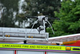 A drone was used at an outbuilding fire in Lancaster. Photo Neil Cross.