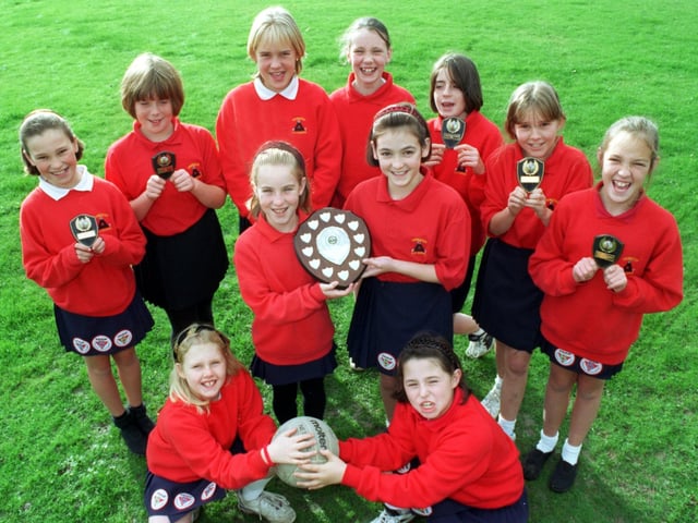 The netball team from Trumacar primary school, Heysham, who won the Morecambe and Heysham Primary Schools Sports Association netball trophy at Great Wood primary school. Team members pictured are, Caroline Bray, Hayley Robinson, Helen Box, Lindsey Hart, Sarah Bardsley, Gemma Merrick, Vicki Lancaster, Lauren Cole, Emma Moore, Sarah Hill, and Emma Thomas.