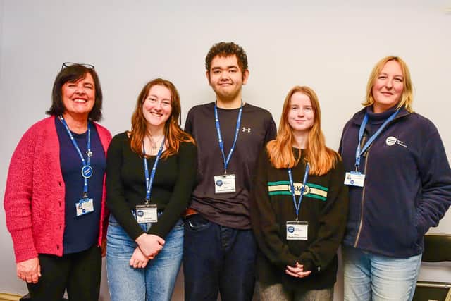 From left: Annette Marchment (admin manager), Victoria Wallace (3rd year law student), Alex Bernasconi (history student), Eliza Stephenson (1st year law student), and Joanna Young (CEO).
