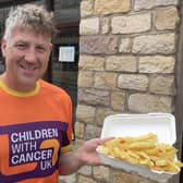 Lancaster chippy boss Nigel Hodgson is taking on a triple marathon challenge to raise money for a children's cancer charity.