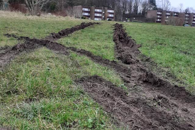 Some of the damage caused to Miss Whalley's Field in Lancaster.