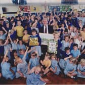 Don O'Toole with pupils on his retirement from St Peter's RC Primary school in Lytham