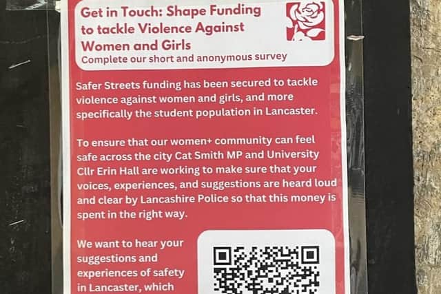 A Labour leaflet asking for support to tackle violence against women and girls.
