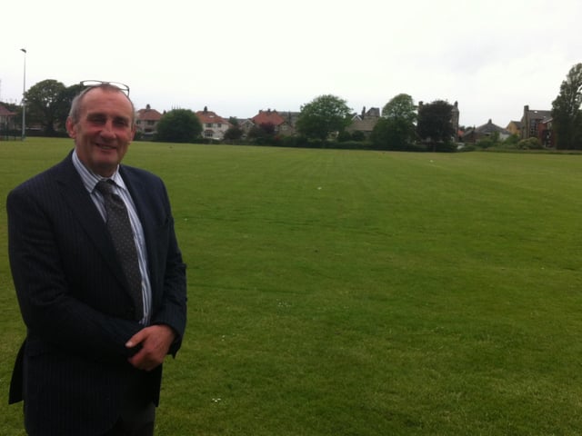 Alan Alker on the school field where he taught rugby, football and other sports to generations of Morecambe High School pupils.