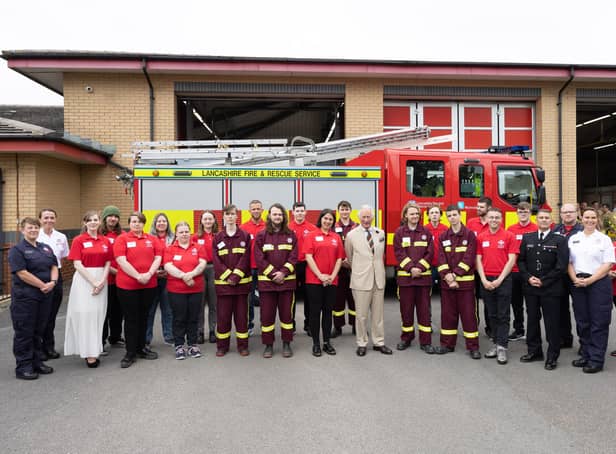The Prince of Wales visits Morecambe Community Fire Station to view the work of The Princes’ Trust and the Lancashire Fire and Rescue Service.