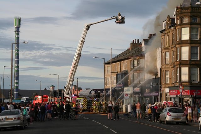 Firefighters deal with the huge fire at Megazone in Morecambe. Photo by Tony Ball.