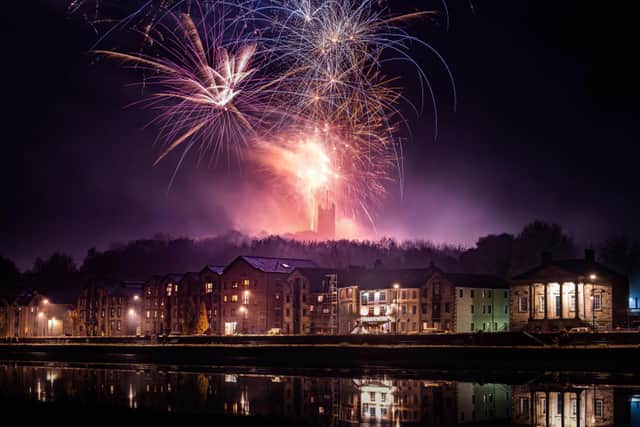 For the first time in three years, a fireworks spectacular lit up Lancaster's skyline as a finale to the festival. Photo by Robin Zahler.