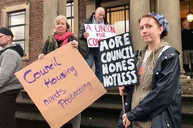 Lancaster housing protest at Morecambe Town Hall.
