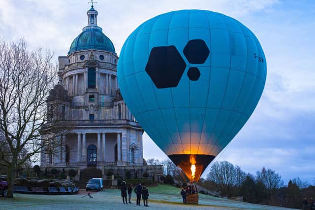 A hot air balloon spotted in Williamson Park was part of the promotion for Around the World in 80 Days.