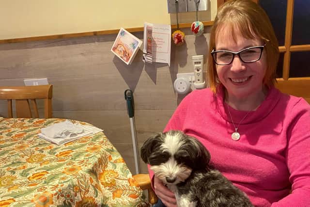 Rubie who contracted parvovirus with owner Carol Sedgwick.