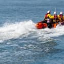 Morecambe lifeboat was called out to an inflatable rowing boat in difficulty in the bay.