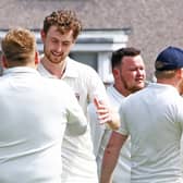 Lancaster bowler Tom Rose celebrates a wicket against Longridge Picture: Tony North