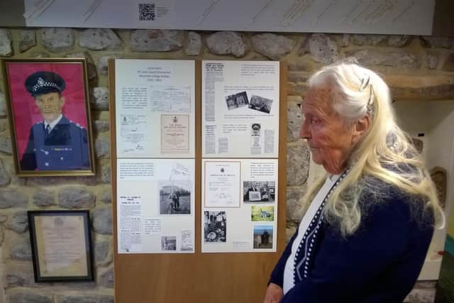 Violet Fortt takes a look at the display dedicated to her brother, Jack Emmerton.