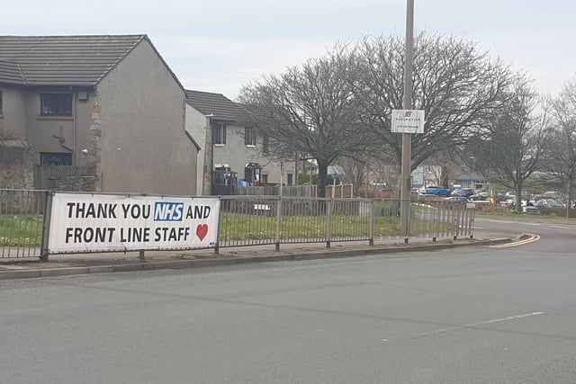A banner thanking NHS and other frontline staff was hung from railings on the Pointer roundabout near the Royal Lancaster Infirmary during the first national lockdown in March 2020.