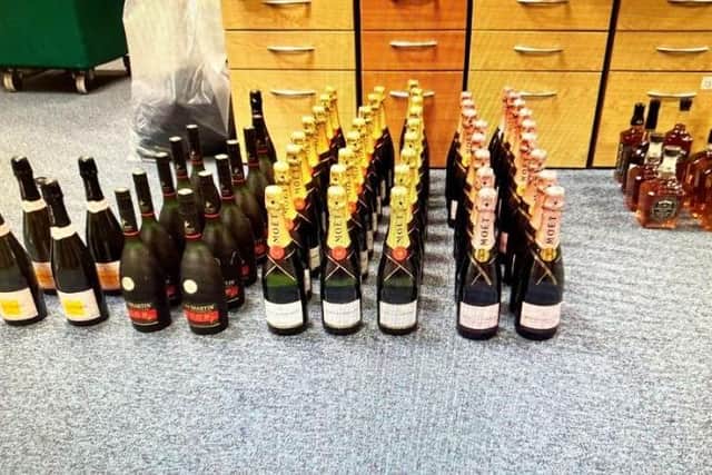 Some of the stolen bottles.