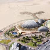A CGI image showing how How Eden Project Morecambe might look from the air.