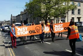 The Just Stop Oil protest in Lancaster on Saturday.