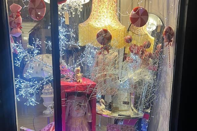 A window was smashed at Viva Interiors in Lancaster just before Christmas.