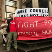 The Lancaster housing protest at Morecambe Town Hall.