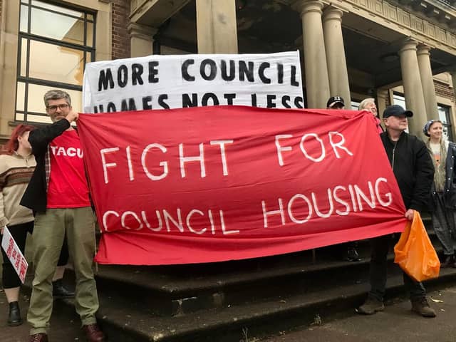 The Lancaster housing protest at Morecambe Town Hall.