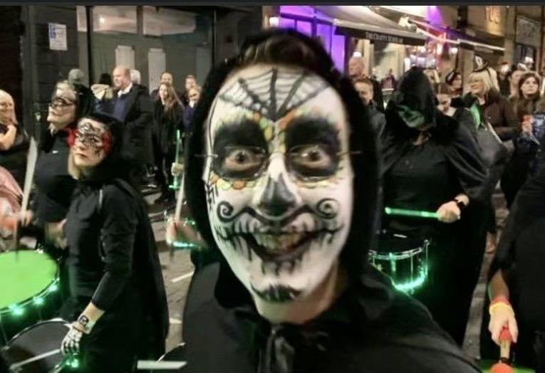 A Samba Espirito Halloween parade through Lancaster.