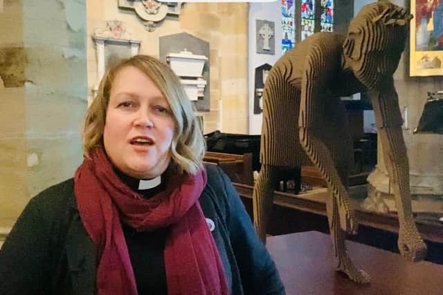 Rev Leah and one of the 'Three Sophias' at Lancaster Priory.