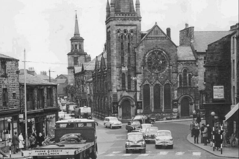 Two-way traffic travels along Great John Street in the Fifties.