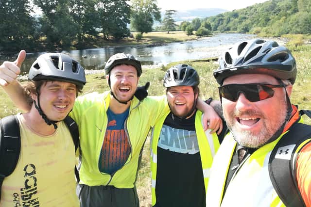 Members of Lancashire Youth Challenge's cycle team on their Wales End2End ride last year. From left to right, Bill Best, Sam Duckles, Josh Lightbown, and Guy Christiansen