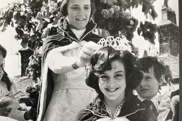 Catherine pictured in 1975 being crowned on her royal day as Festival/Rose Queen at the Whitsuntide celebration which later became known as Garstang Children's Festival