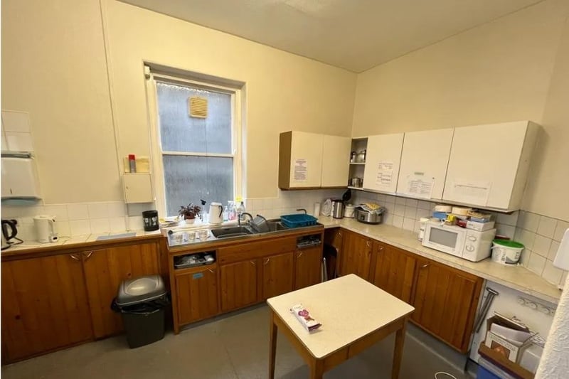 The kitchen area at the church for sale in Halton. Picture courtesy of Lamb and Swift Commercial Agents.
