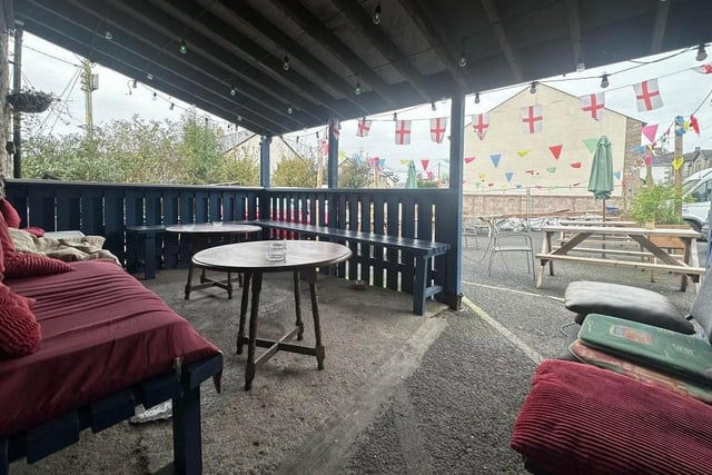 The beer garden at The Nib in Millhead.
