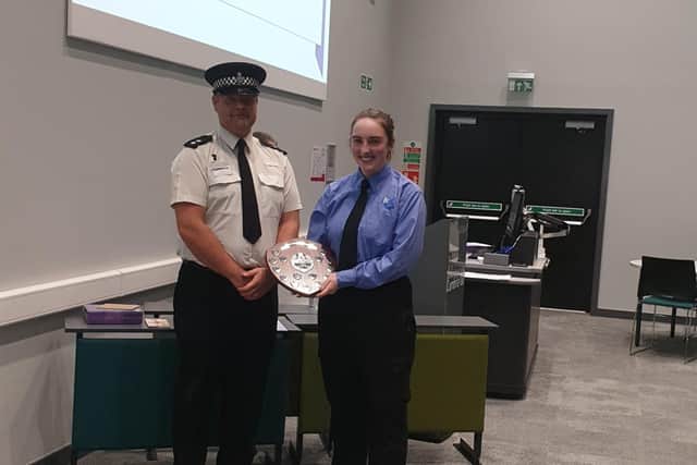 Cadet Leader of the Year award was presented to Beth by local policing Inspector James Martin.