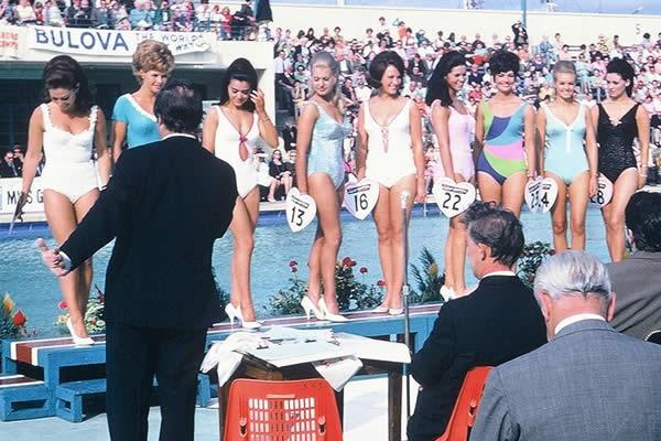 Competitors and judges at a Miss Great Britain competition in 1968.