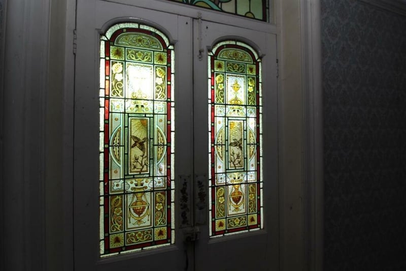 The house has beautiful leaded windows in the front door. Picture courtesy of Auction House, Fulwood.