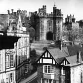 Lancaster Castle and Castle Hill, Lancaster. A Castle view in 1972. Photo used by kind permission of RIBA Digital Photographic Collection. www.ribapix.com.