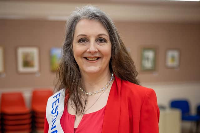 Catherine, pictured recently at the Festival Queen reunion marking the 150th anniversary of Garstang and District Children's Festival. Catherine was Queen in 1975. 
 Photo:Martin Bostock