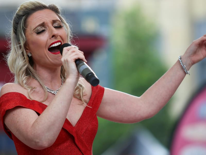 Singer Leigh Rhiannon Coggins sings at Lancaster Festa Italia.