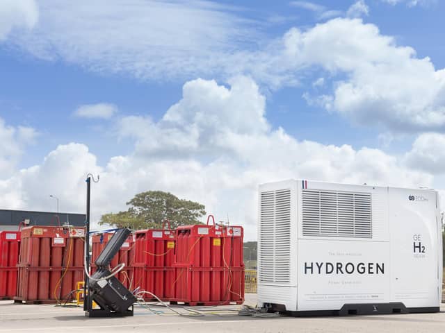 The hydrogen powered generator being tried out by Kier Highways on its A585 bypass project in Lancashire