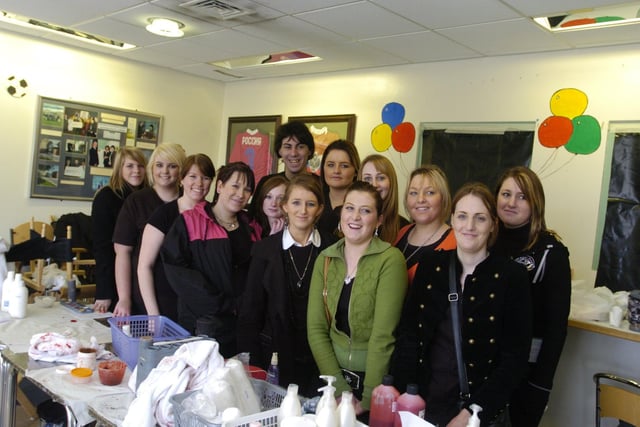 The make-up artists for a road accident reconstruction at Lancaster & Morecambe College.