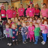 Staff and pupils from the nursery at Lancaster and Morecambe College had a pink dressing up day to support research into  breast cancer.
