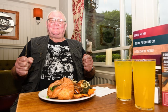 One of the first customers to experience the recently refurbished Toby Carvery in Morecambe prepares to tuck in. Photo: Kelvin Stuttard